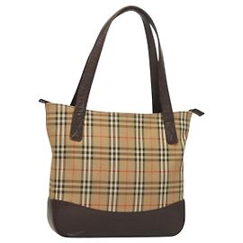 Borsa tote in tela Nova Check Beige Argento Auth BA2880 di BURBERRY