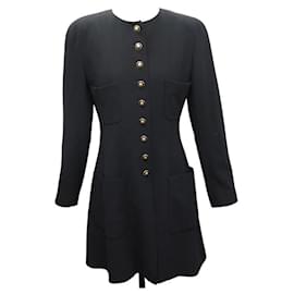 NEU VINTAGE CHANEL KLEID JACKEN MIT CC LOGO KNÖPFEN 2148 M 40 AUS WOLLE