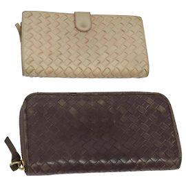 Autre Marque Leder-Wallet INTRECCIATO Bottega Veneta 2Set Beige Braun Auth bs26378
