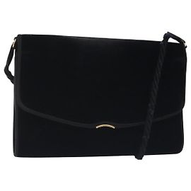 Borsa a Spalla GUCCI Velluto Nero Oro Auth BA3030