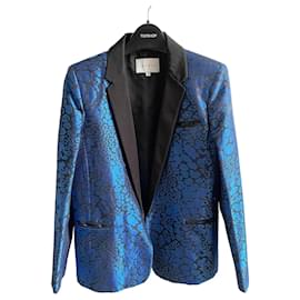 Sandro Blazer Leopardenmuster Blau Irisierend