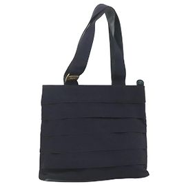 Borsa tote Vala in tela e pelle Salvatore Ferragamo blu navy oro Auth bs26595