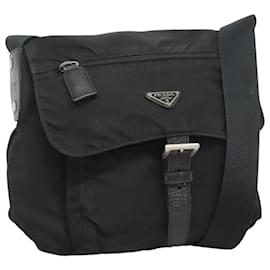 Borsa a spalla PRADA in nylon nero argento autentica bs26590