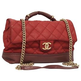 CHANEL Borsa a Spalla Matelassé Catena Pelle Caviar Rossa CC Auth 127257
