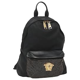 VERSACE Medusa Schultertasche aus Nylon Leder Schwarz Gold Auth bs26702 - Versace