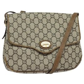 Borsa a spalla GUCCI GG Plus Supreme PVC Beige Oro Auth ep9232