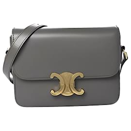 Céline Triomphe Teen Handtasche aus Leder Grau