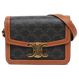 Borsa Céline Triomphe Teen in pelle marrone