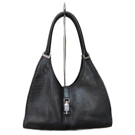Borsa a mano Gucci Jackie in pelle perforata nera