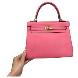 Borsa Hermès Kelly 25 in pelle Swift Rosa