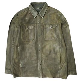 Ralph Lauren Camisa overshirt de cuero desgastado a mano RRL
