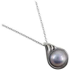 Silberne Halskette mit Mabe-Perlen von Tasaki