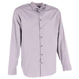 Camicia a maniche lunghe con stampa a quadri in cotone viola di Giorgio Armani