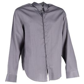 Camicia a maniche lunghe con bottone nascosto Giorgio Armani in cotone grigio