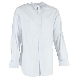 Giorgio Armani Langarmhemd mit Mikrostreifen aus hellblauem Baumwollstoff