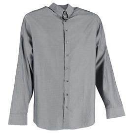 Giorgio Armani Langarmhemd mit diagonalen Streifen aus grauer Baumwolle