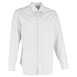 Camicia a righe a maniche lunghe Giorgio Armani in cotone bianco