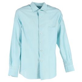 Camisa Abotonada Loro Piana en Algodón Azul Claro