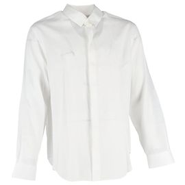 Camicia a maniche lunghe con bottone nascosto Giorgio Armani in cotone bianco
