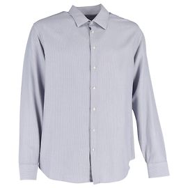 Camicia a maniche lunghe con motivo Giorgio Armani in cotone grigio