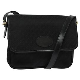 LOEWE Borsa a Spalla Anagram Tela Nera Oro Auth BA3478