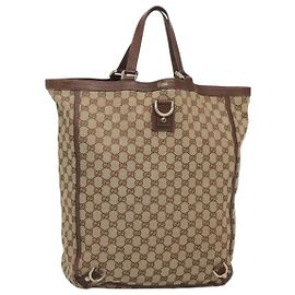 Borsa a mano Abbey in tela GG di GUCCI Beige Oro 130733 Auth ep9200