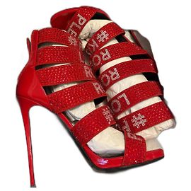 Sandali Philipp Plein Loves Rock and Roll in pelle rossa
