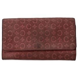 Céline Vintage Celine Wildleder Macadam Monogram Brieftasche rosa braun