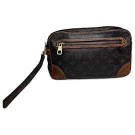 Vintage Louis Vuitton Monogram Leder Clutch braun
