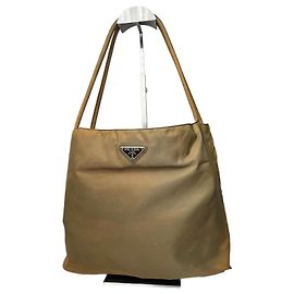 Borsa vintage in poliestere Prada marrone khaki