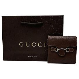 Cartera de cuero vintage Gucci Horsebit marrón