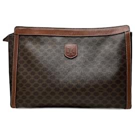 Céline Vintage Celine Monogramm Leder Clutch braun