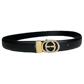 Schwarzer Leder Gürtel mit GG Schnalle von Gucci