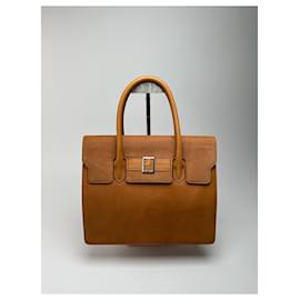 Borsa vintage in pelle e lana marrone Courreges