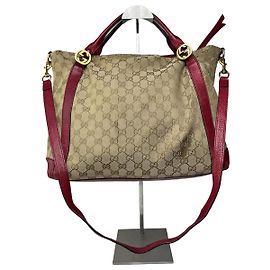 Vintage 2Way Gucci Monogram Bag beige Red