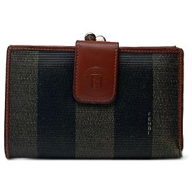 Cartera de cuero Fendi Roma vintage a rayas naranja y marrón