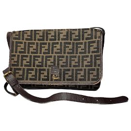 Borsa in tela di cuoio monogramma FF vintage di Fendi