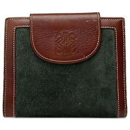 Cartera de cuero de ante Loewe Madrid vintage marrón verde