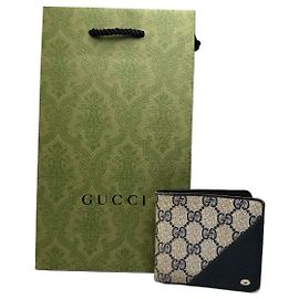 Cartera de cuero monograma Ophidia vintage de Gucci en azul marino y gris