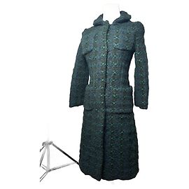 Trench coat de lana vintage Marni azul verde