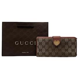 Portafoglio in pelle monogramma vintage Gucci beige rosa