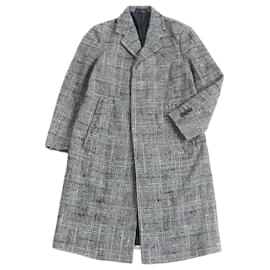 Abrigo de cuadros en mezcla de mohair y alpaca Versace