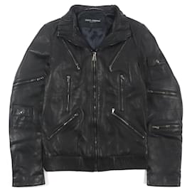 Chaqueta de múltiples bolsillos de cuero de cordero Dolce & Gabbana