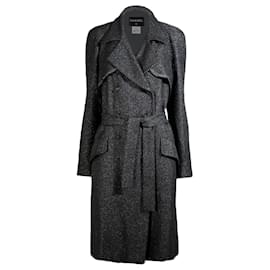 Chanel Trench de tweed negro Relic con botones CC Gripoix 38 FR