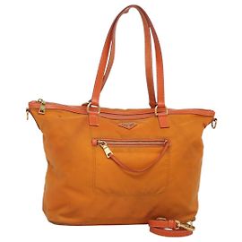 PRADA Tote Bag Nylon 2way Orange Gold Auth ep9199