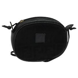 Borsa a spalla in tela Zucca FENDI nera e oro Auth mr1448