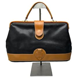Borsa in pelle vintage Courreges marrone nero
