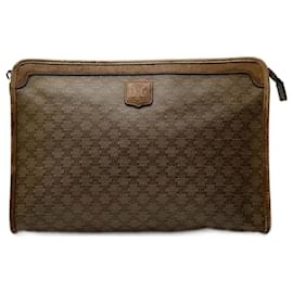 Céline Vintage Celine Paris Triomphe Monogram Clutch Beige Braun