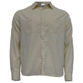 Autre Marque Camicia a maniche lunghe con bottoni M. P. con tasche in cotone avorio