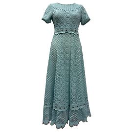 Maje Spitzen-Maxikleid aus Polyester in Türkis